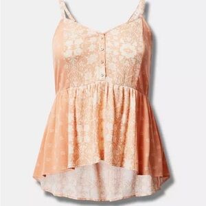 Torrid Peach Lace Sleeveless Blouse Size 2